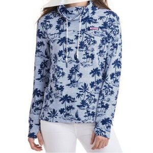 Vineyard Vines Palm Tree Nautical Stripe Shep Pullover Funnel Sweatshirt